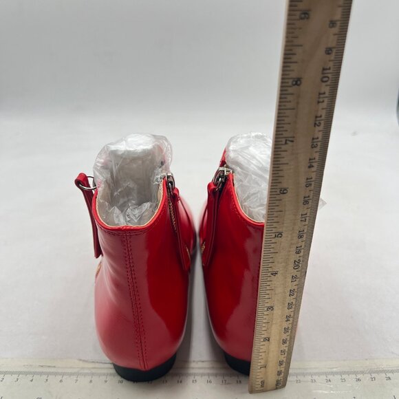 XYD Red Pointed Toe Ankle Boots Low Heel Double Side Zippers Dress Shoes - Picture 5 of 8